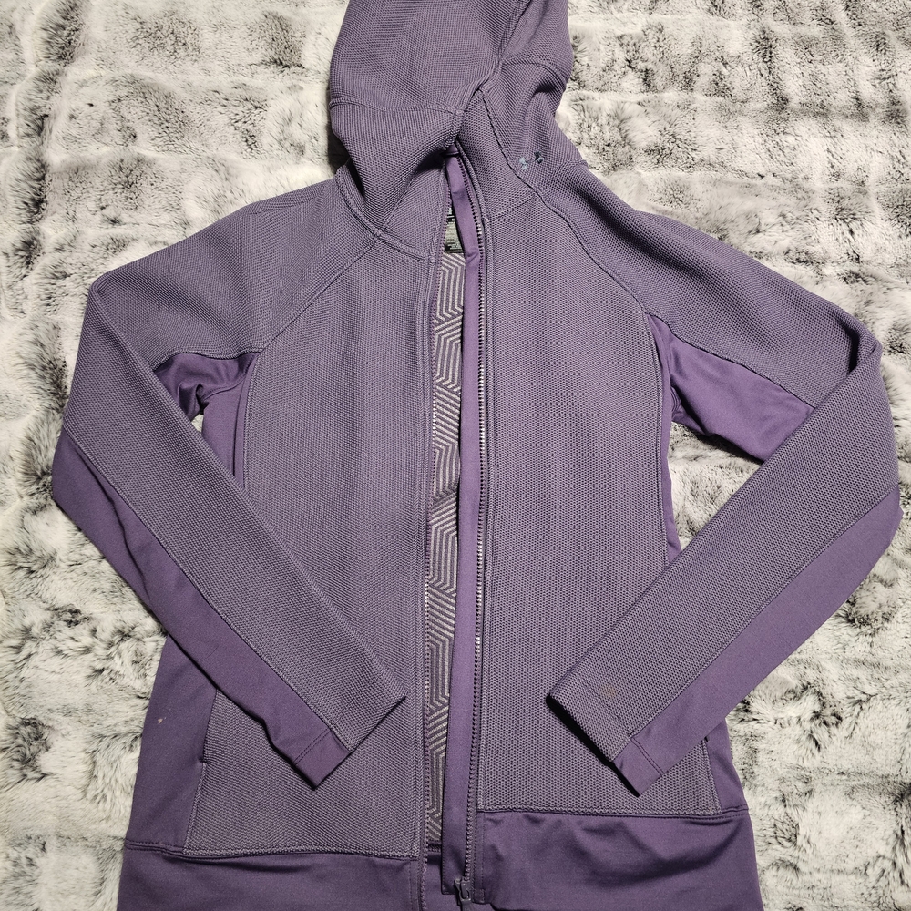 Under Armour Women's Jacket Infared Purple Hoodie Full Zip Knit Active Size M